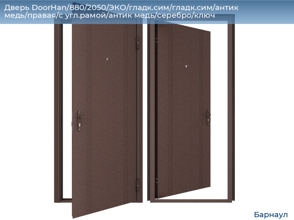 Дверь DoorHan/880/2050/ЭКО/гладк.сим/гладк.сим/антик медь/правая/с угл.рамой/антик медь/серебро/ключ, barnaul.doorhan.ru