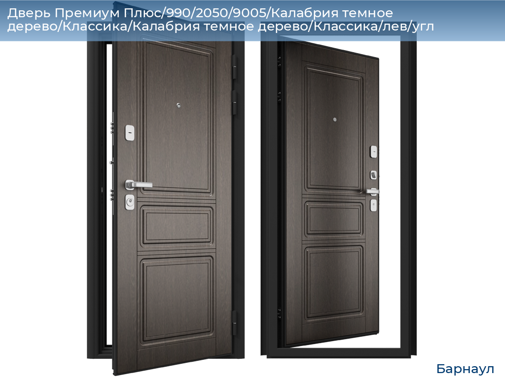 Дверь Премиум Плюс/990/2050/9005/Калабрия темное дерево/Классика/Калабрия темное дерево/Классика/лев/угл, barnaul.doorhan.ru