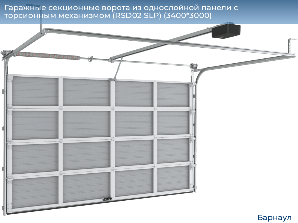 Гаражные секционные ворота из однослойной панели с торсионным механизмом (RSD02 SLP) (3400*3000), barnaul.doorhan.ru