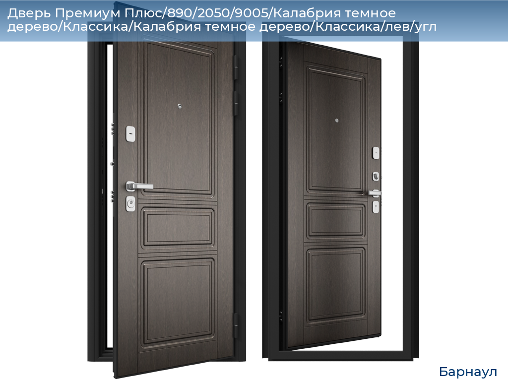 Дверь Премиум Плюс/890/2050/9005/Калабрия темное дерево/Классика/Калабрия темное дерево/Классика/лев/угл, barnaul.doorhan.ru